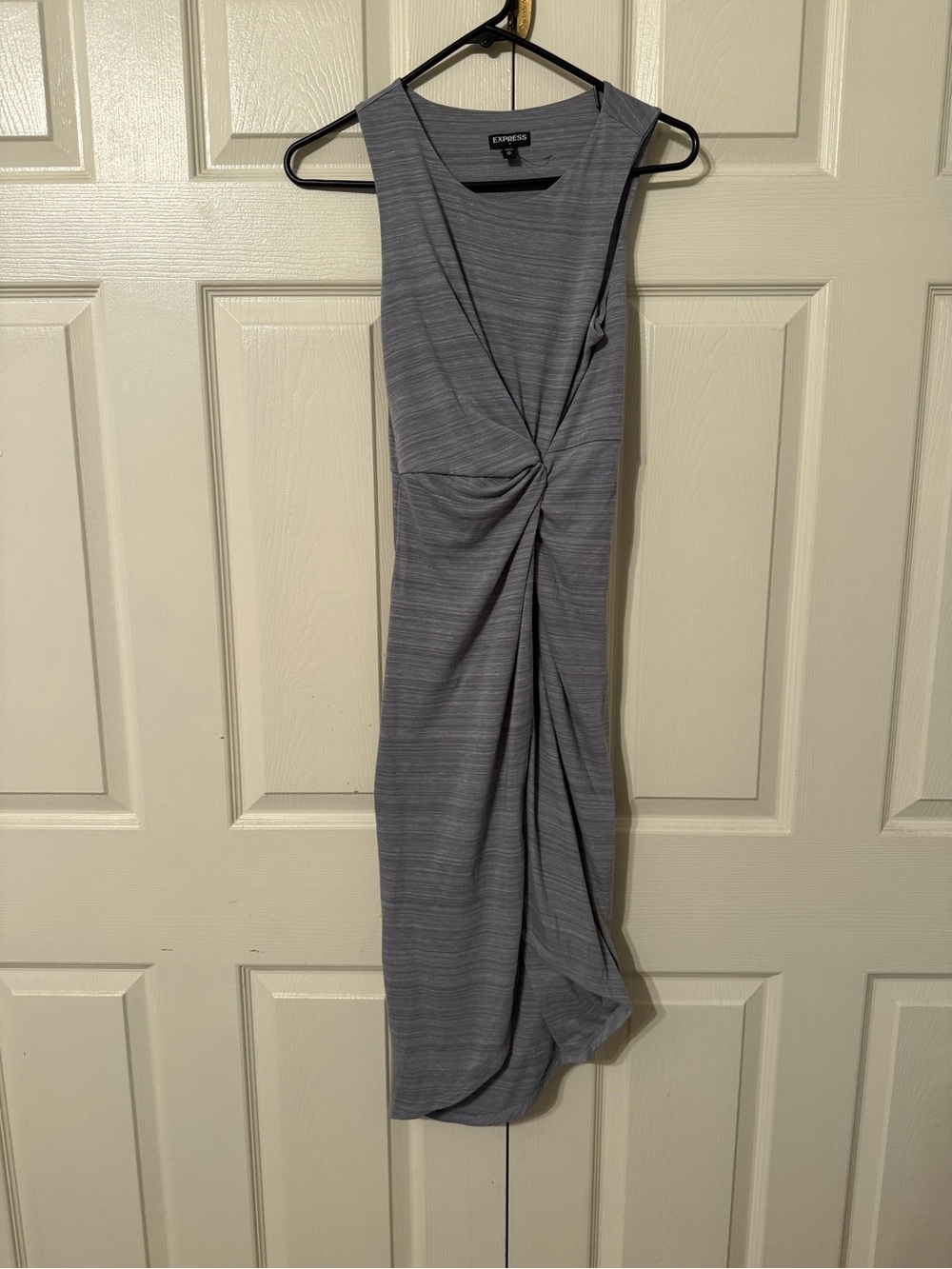 Express Gray Twist-Front Sleeveless Midi Dress